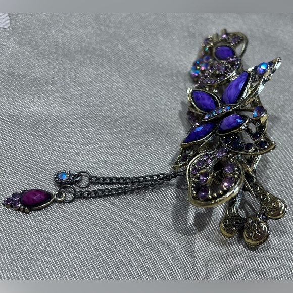 Purple Butterfly Rhinestone Hair Clip - Picture 3 of 7